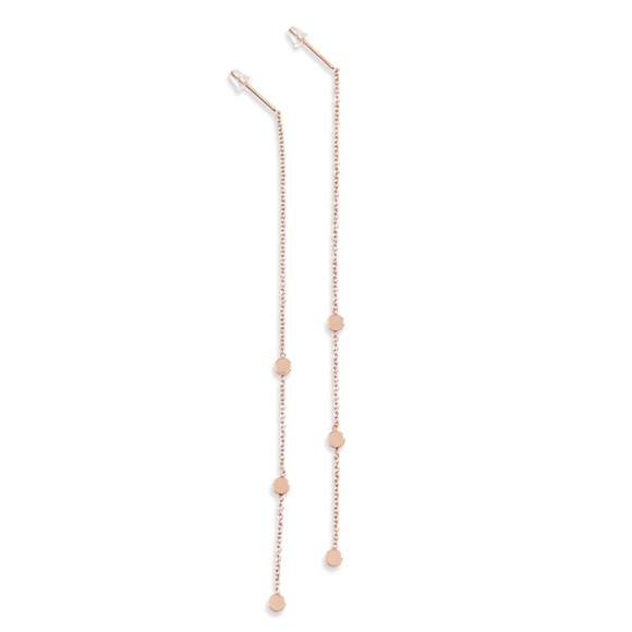 La Meno New Treasure Thread Rose Gold Plated Earrings Dangle - Picture 1 of 5